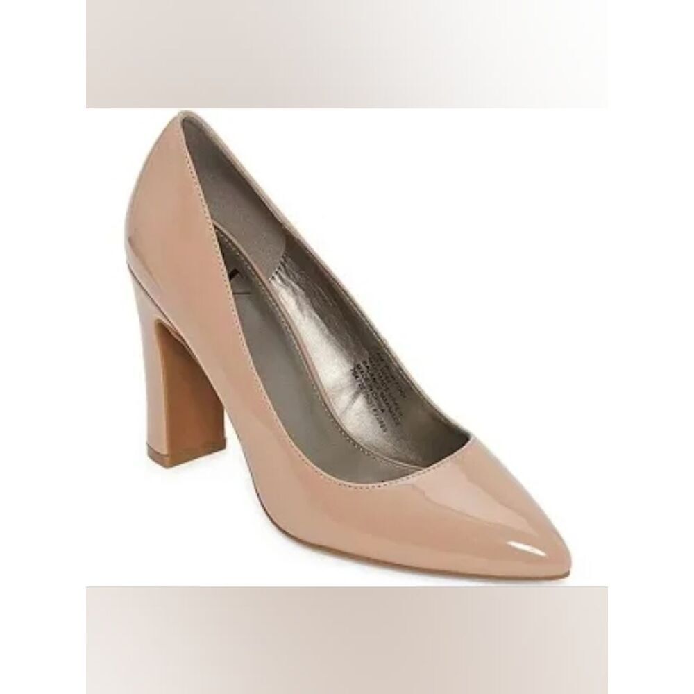 (C-4708) Women's Worthington Zool Pointed Toe Block Heel Pumps - Nougat Sz 10